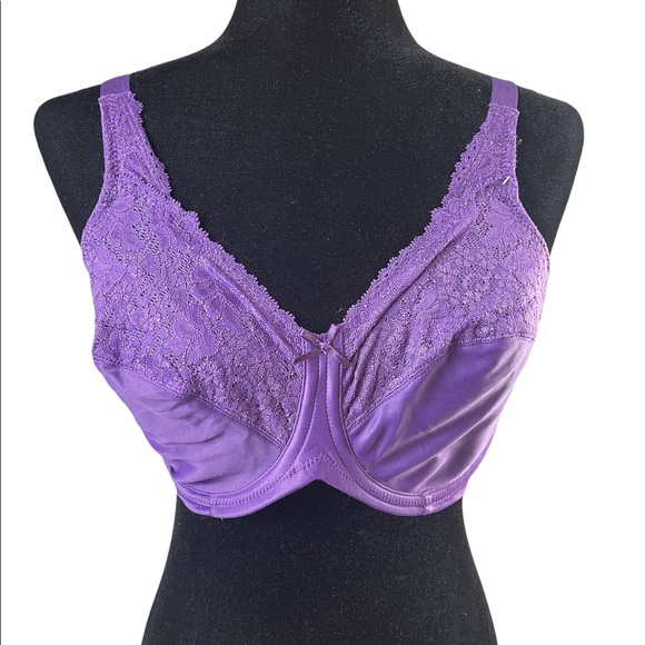 Lilyette Other - Lilyette Purple Women’s Tailored Minimizer Bra with Lace Size 34DD
